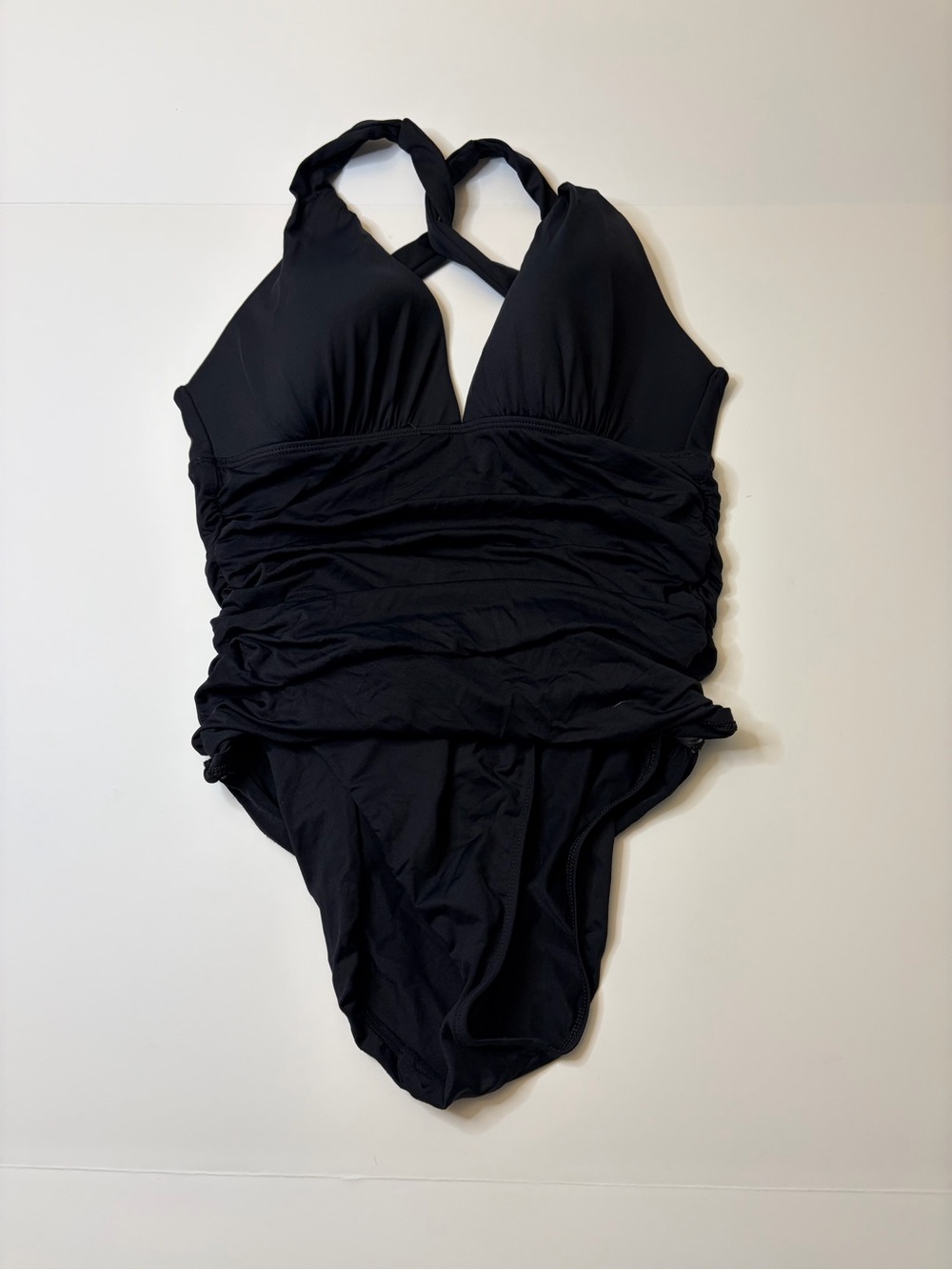 Lauren Ralph Lauren Black Ruched Halter One Piece Swimsuit Sz 8